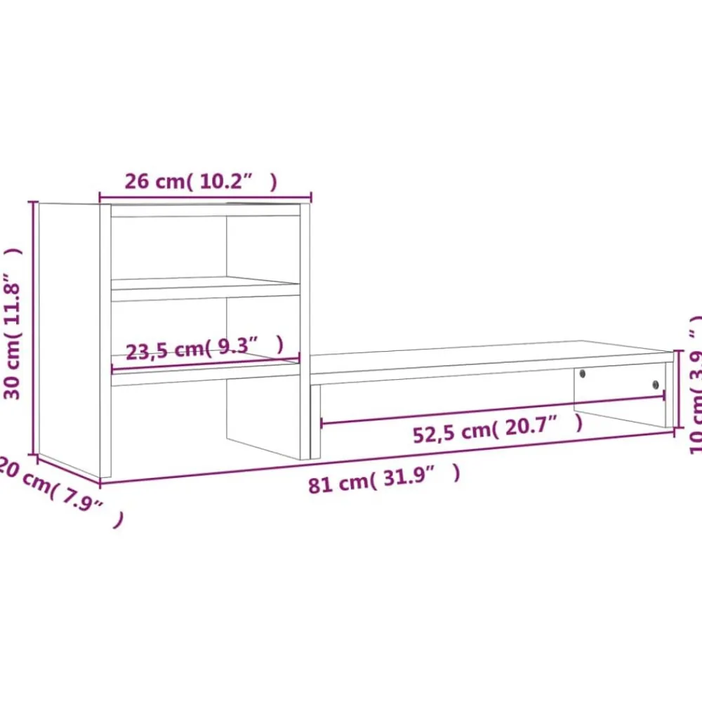 vidaXL Electrónica-Soporte para monitor madera maciza pino marrón miel 81x20x30 cm