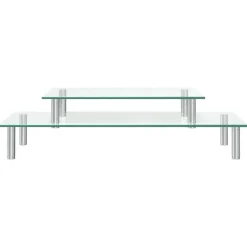 vidaXL Soporte para monitor de 2 niveles vidrio transparente Discount