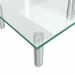 vidaXL Soporte para monitor de 2 niveles vidrio transparente Discount