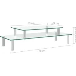 vidaXL Soporte para monitor de 2 niveles vidrio transparente Discount