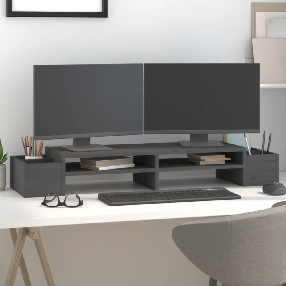 vidaXL Electrónica-Soporte para monitor madera maciza de pino 100x27,5x15 cm