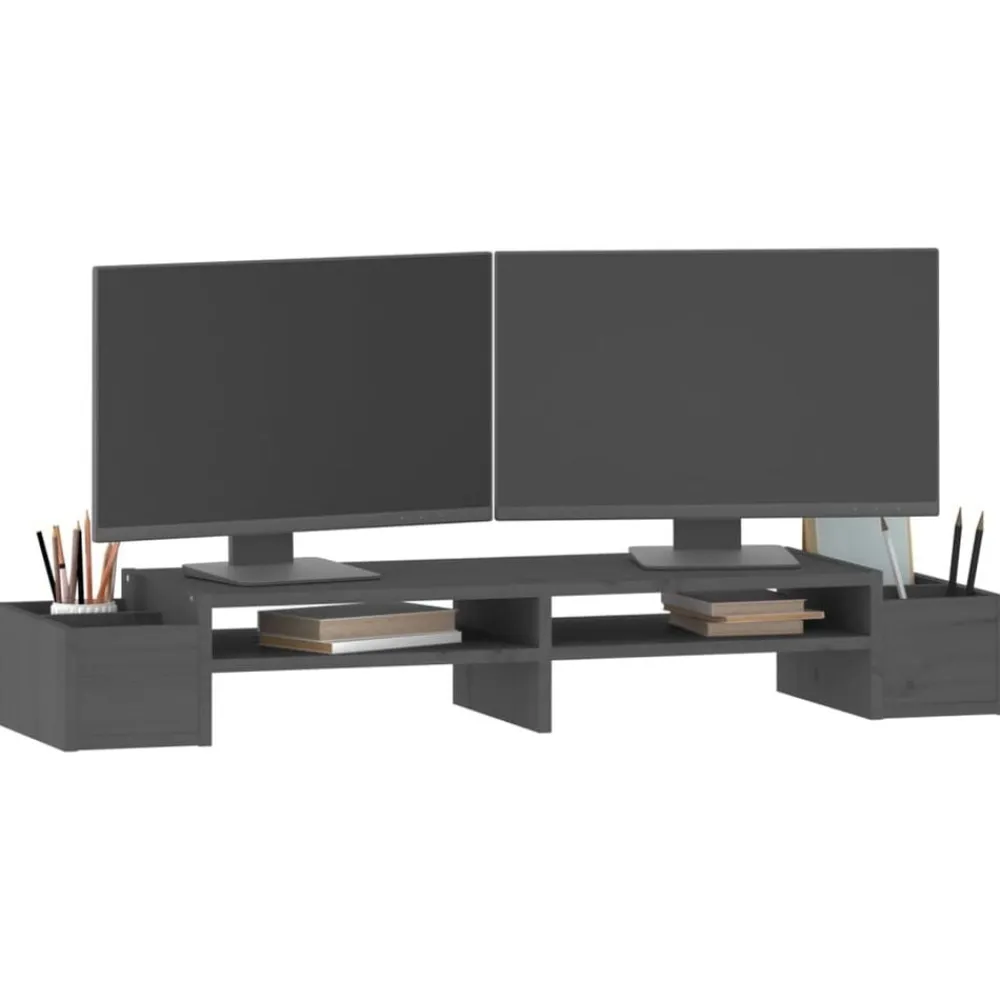 vidaXL Electrónica-Soporte para monitor madera maciza de pino 100x27,5x15 cm