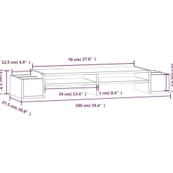 vidaXL Electrónica-Soporte para monitor madera maciza de pino 100x27,5x15 cm
