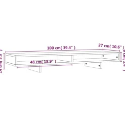 vidaXL Electrónica-Soporte para monitor madera maciza de pino 100x27x14 cm