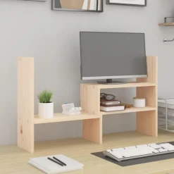 vidaXL Soporte para monitor madera maciza de pino (39-72)x17x43 cm Natural Hot