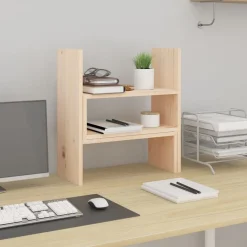vidaXL Soporte para monitor madera maciza de pino (39-72)x17x43 cm Natural Hot