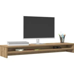 vidaXL Electrónica-Soporte para monitor de roble artesanal, 100 x 24 x 13 cm, madera de ingeniería