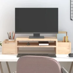 vidaXL Electrónica-Soporte para monitor madera maciza de pino 70x27,5x15 cm