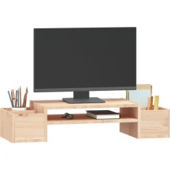vidaXL Electrónica-Soporte para monitor madera maciza de pino 70x27,5x15 cm