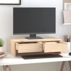 vidaXL Soporte para monitor madera maciza de pino 50x27x15 cm Natural Outlet