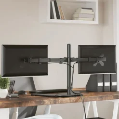 vidaXL Soporte para monitor doble acero negro VESA 75/100 mm Clearance
