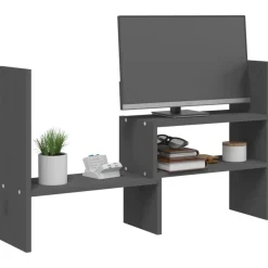 vidaXL Soporte para monitor madera maciza pino (39-72)x17x43 cm Gris Clearance