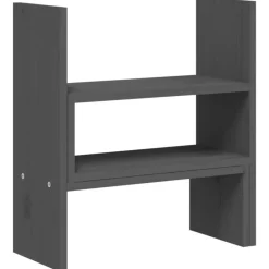 vidaXL Soporte para monitor madera maciza pino (39-72)x17x43 cm Gris Clearance