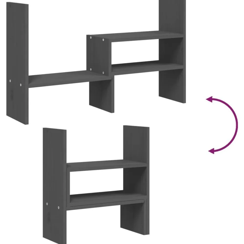 vidaXL Soporte para monitor madera maciza pino (39-72)x17x43 cm Gris Clearance