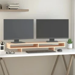 vidaXL Soporte para monitor madera maciza de pino 100x27x14 cm Natural Best