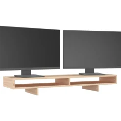 vidaXL Soporte para monitor madera maciza de pino 100x27x14 cm Natural Best