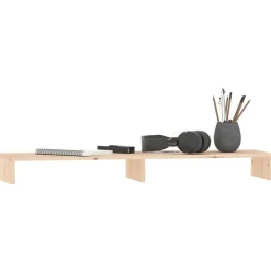 vidaXL Soporte para monitor madera maciza de pino 100x27x10 cm Natural Sale