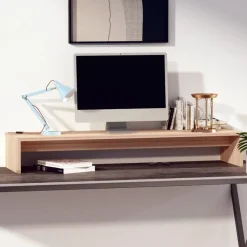 vidaXL Soporte para monitor madera maciza de pino 100x27x15 cm Natural New