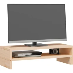 vidaXL Soporte para monitor madera maciza de pino (52-101)x22x14 cm Natural Online