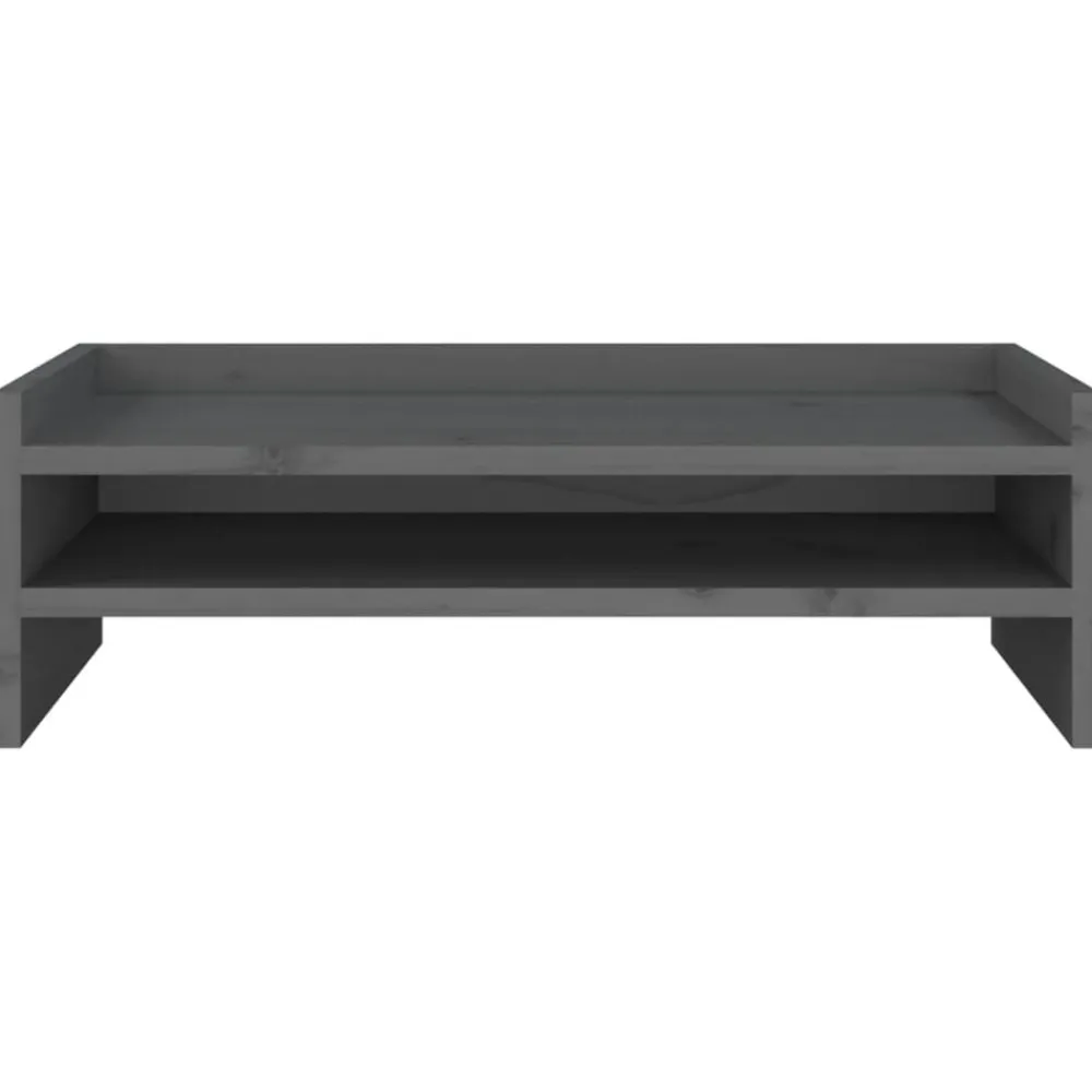 vidaXL Soporte para monitor madera maciza de pino 50x24x16 cm Gris Discount