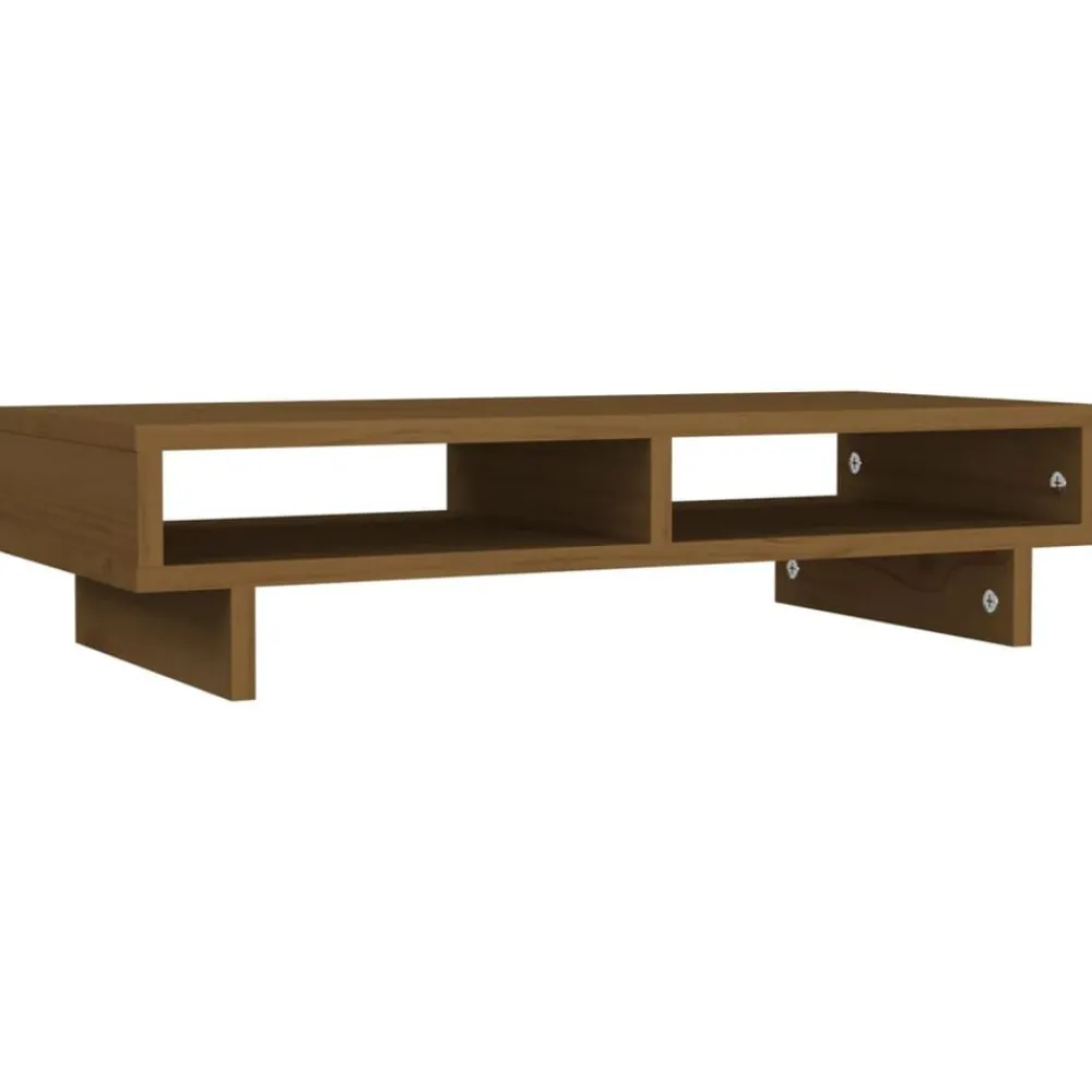 vidaXL Soporte para monitor madera maciza pino marrón miel 60x27x14 cm Marrón miel Hot