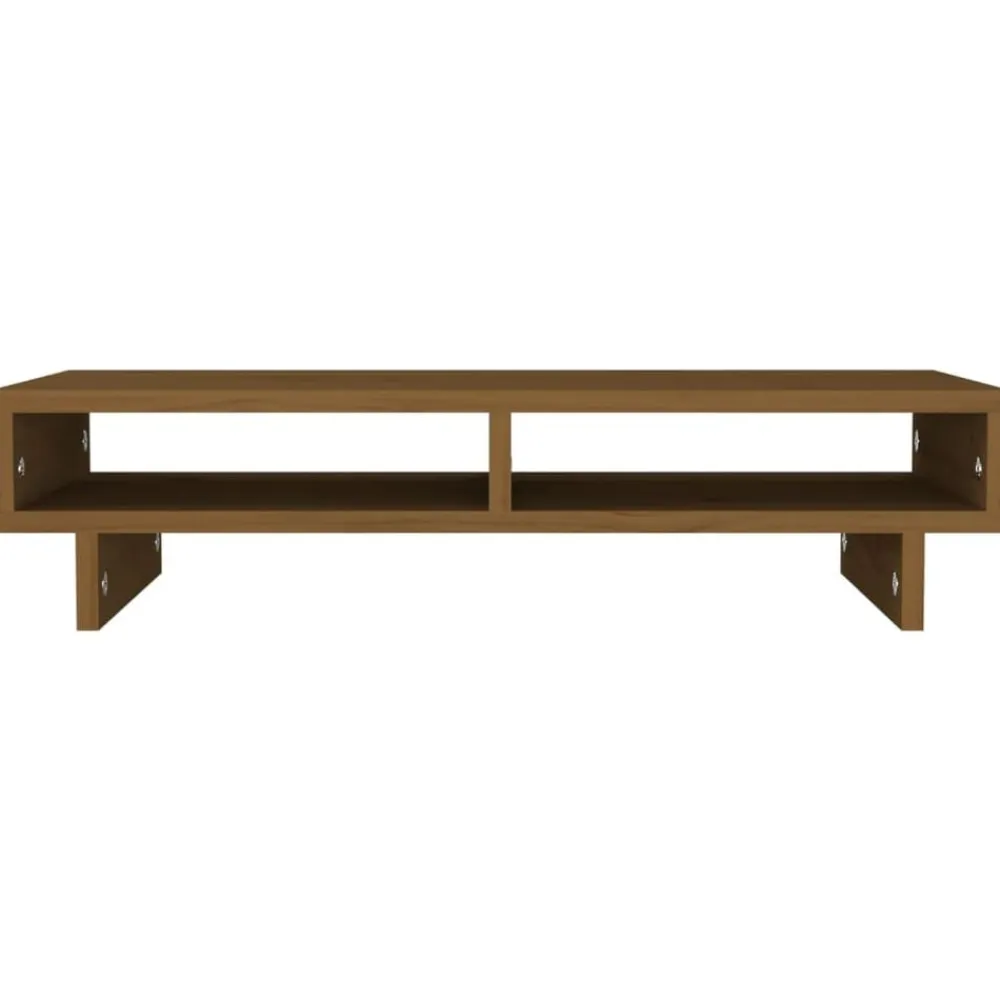 vidaXL Soporte para monitor madera maciza pino marrón miel 60x27x14 cm Marrón miel Hot