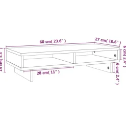 vidaXL Soporte para monitor madera maciza pino marrón miel 60x27x14 cm Marrón miel Hot