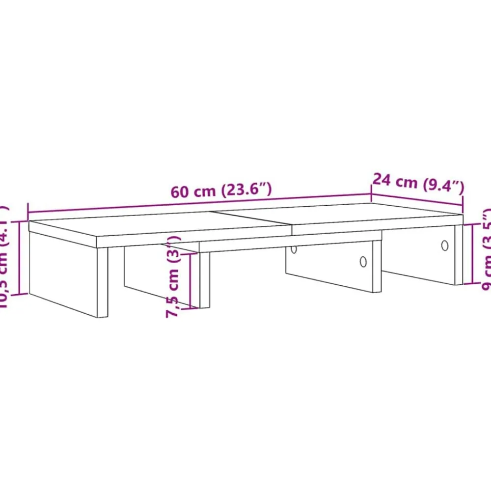 vidaXL Electrónica-Soporte para pantalla ajustable madera 60x24x10,5 cm