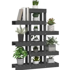 vidaXL Soporte para plantas madera maciza pino 85x25x109,5 cm Gris Sale