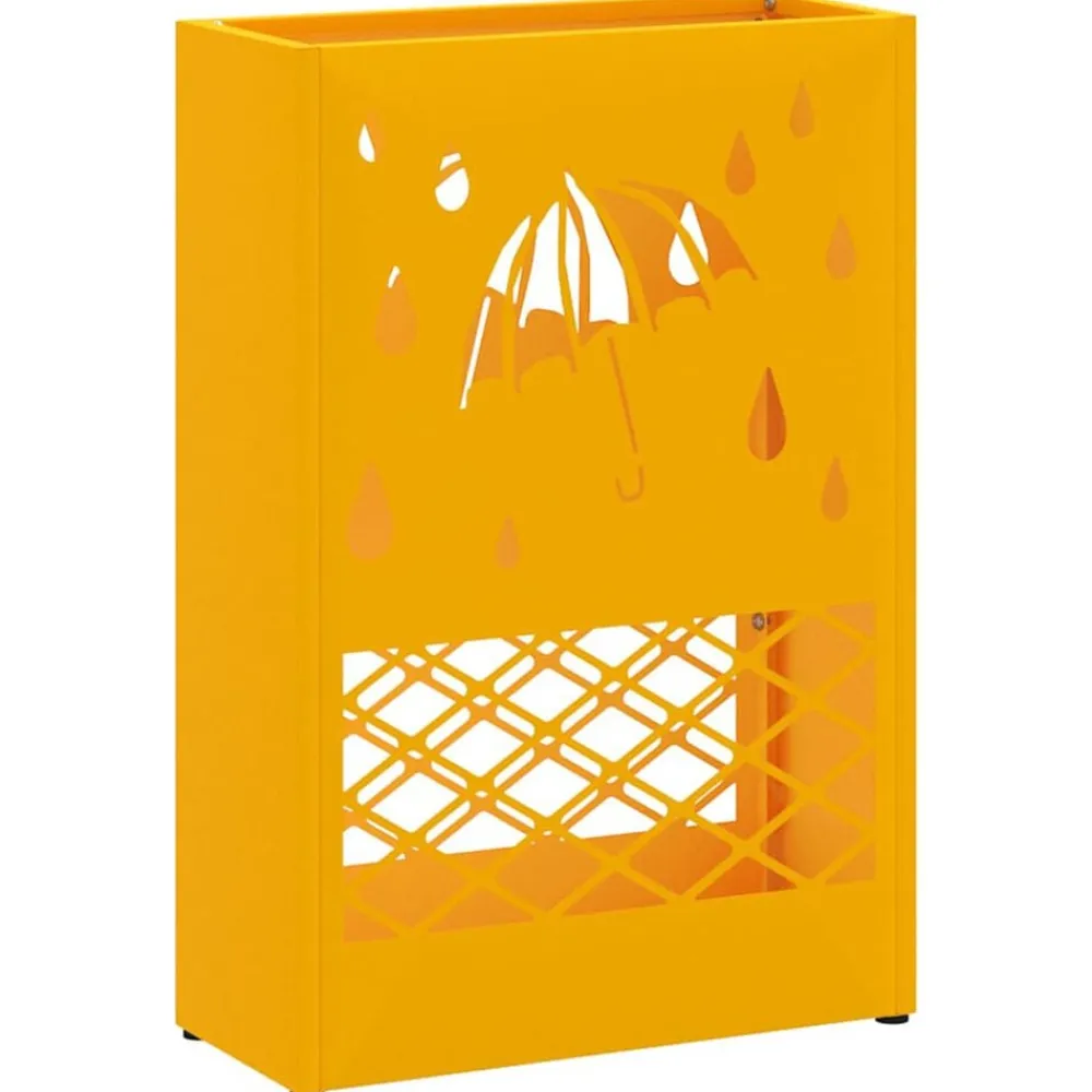 vidaXL Soporte para sombrilla 28 x 12 x 41 cm Acero Amarillo mostaza New