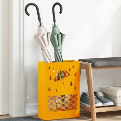 vidaXL Soporte para sombrilla 28 x 12 x 41 cm Acero Amarillo mostaza New