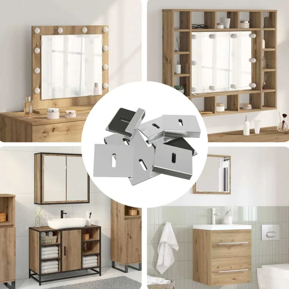 vidaXL Accesorios De Bricolaje-Soporte para Sostener Espejo 2 pcs Níquel 35 x 30 x 8,3 mm
