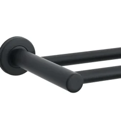 vidaXL Soporte para toallas Negro 61 x 14,5 x 5 cm Acero inoxidable New
