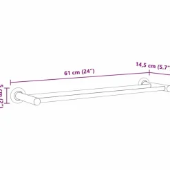 vidaXL Soporte para toallas Negro 61 x 14,5 x 5 cm Acero inoxidable New