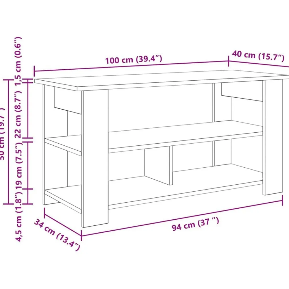 vidaXL Muebles Tv-Soporte para TV Roble artesanal 100 x 40 x 50 cm