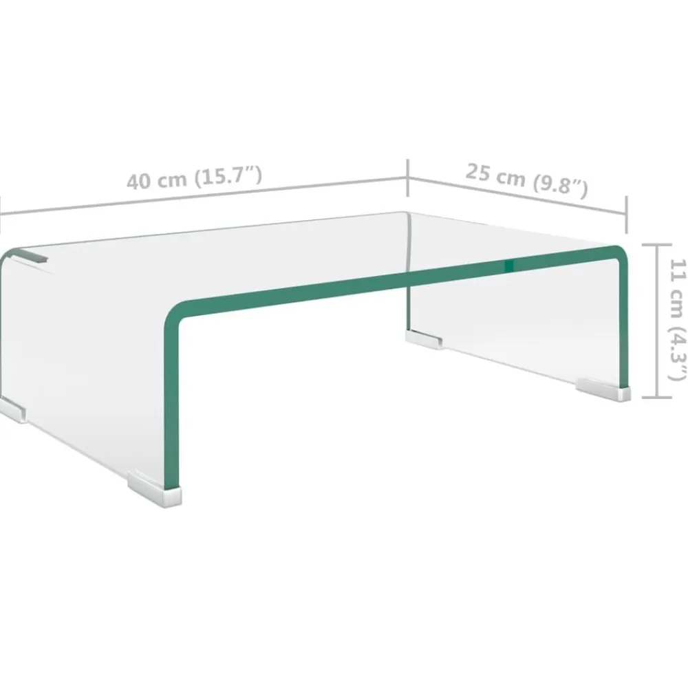 vidaXL Muebles Tv-Soporte para TV/Elevador monitor cristal claro 40x25x11 cm