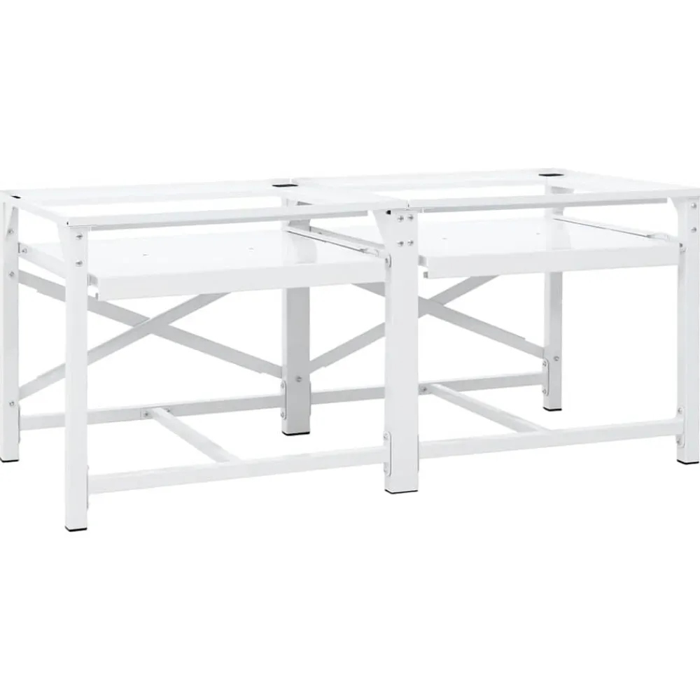 vidaXL Accesorios Para Electrodomésticos-Soporte pedestal doble lavadora con estantes extraíbles