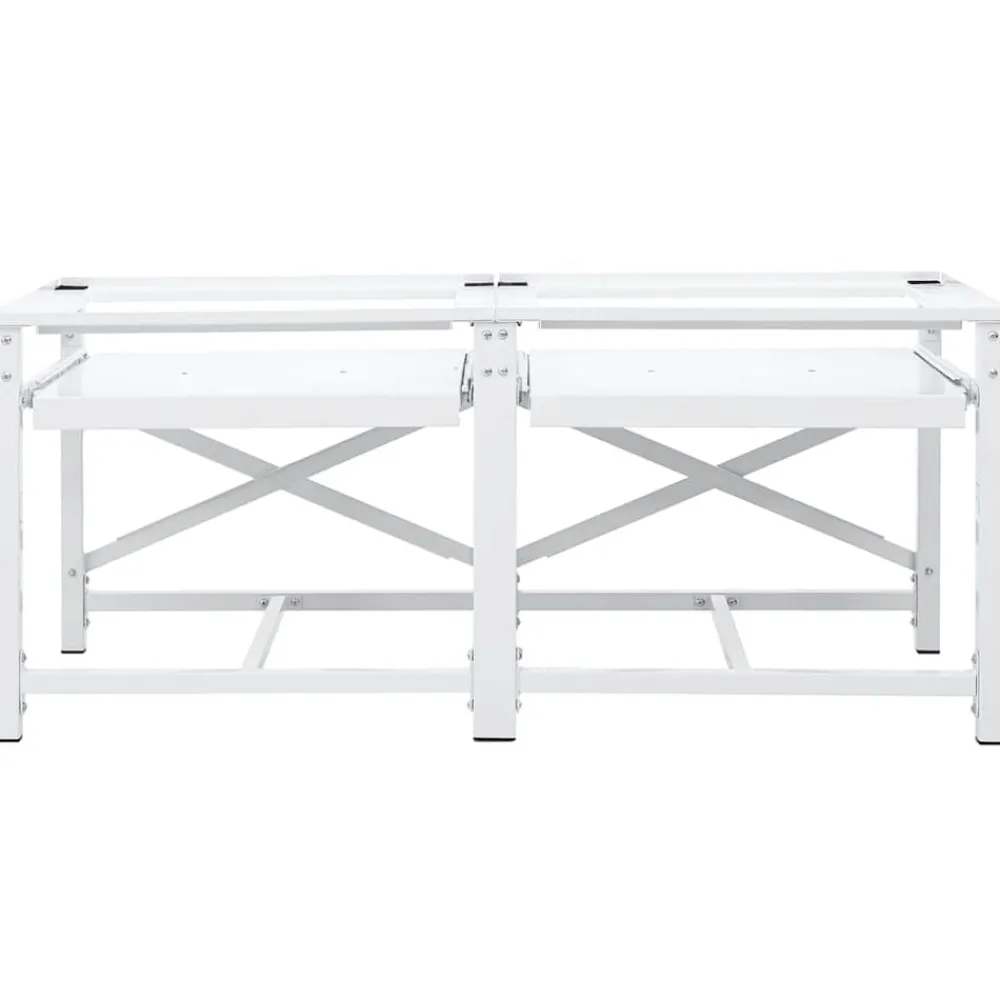 vidaXL Accesorios Para Electrodomésticos-Soporte pedestal doble lavadora con estantes extraíbles