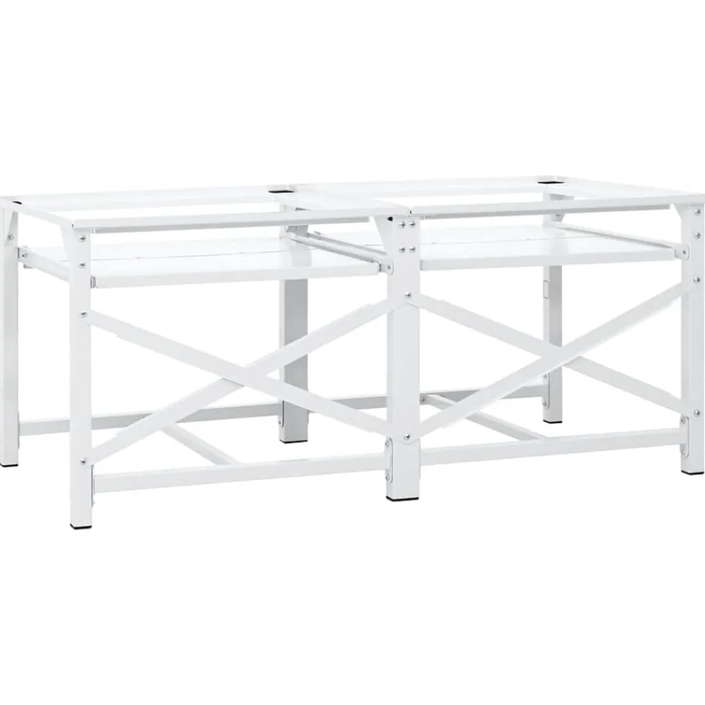 vidaXL Accesorios Para Electrodomésticos-Soporte pedestal doble lavadora con estantes extraíbles