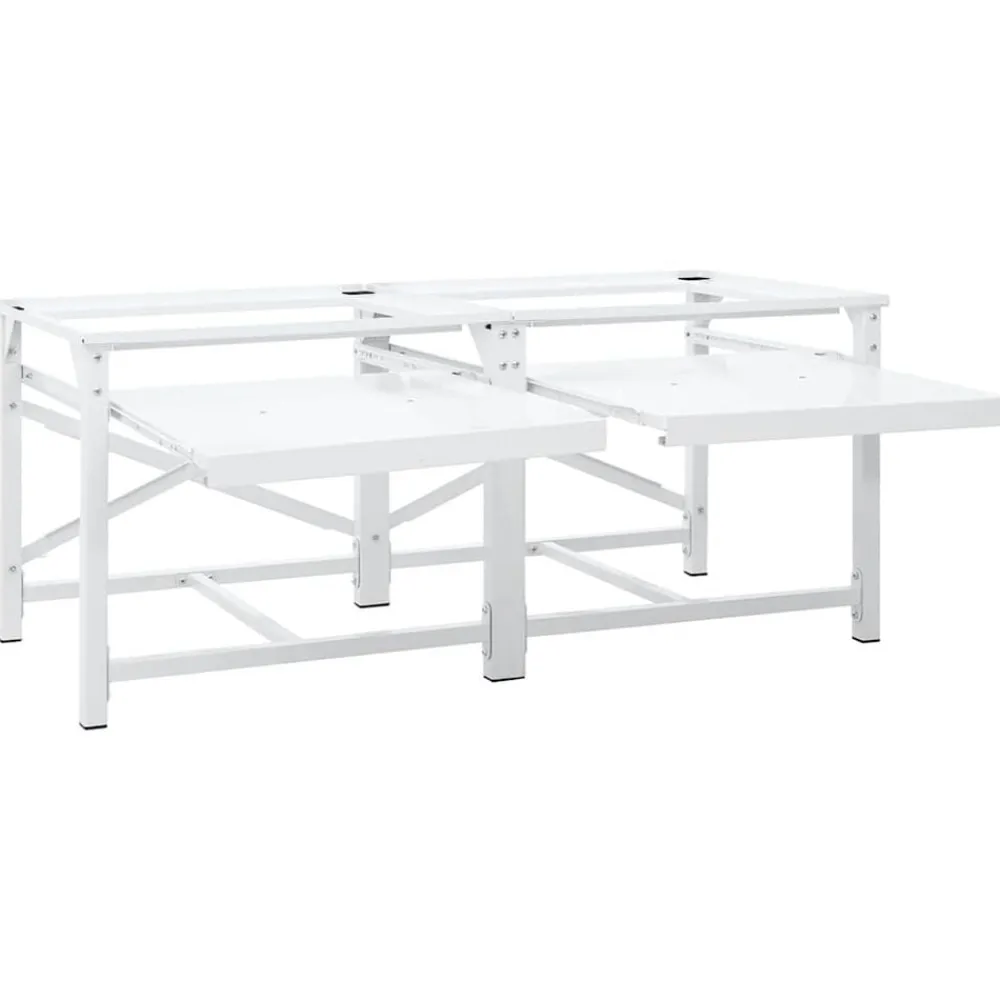 vidaXL Accesorios Para Electrodomésticos-Soporte pedestal doble lavadora con estantes extraíbles
