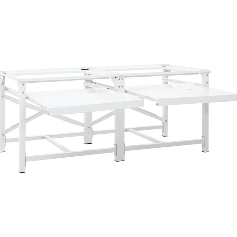 vidaXL Accesorios Para Electrodomésticos-Soporte pedestal doble lavadora con estantes extraíbles