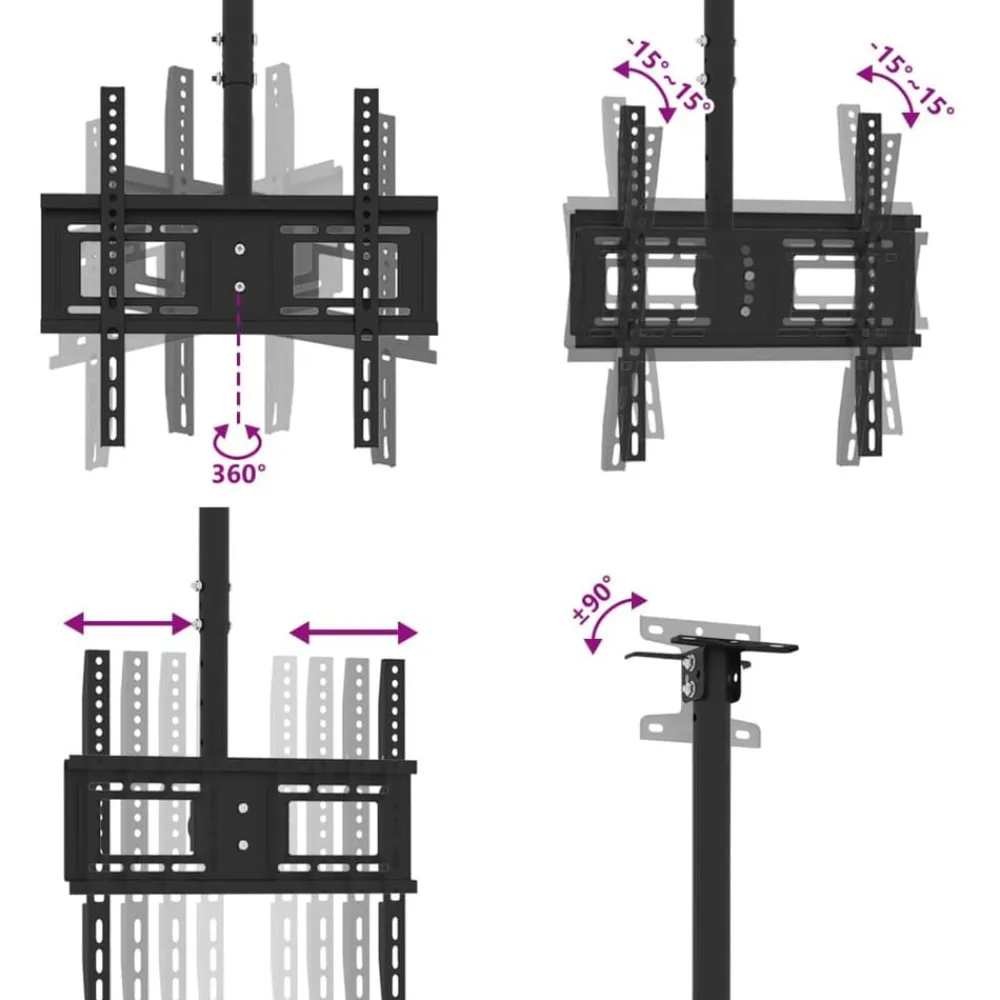 vidaXL Soporte techo TV pantalla 32''-65'' Max VESA 400x400 mm 40 kg
