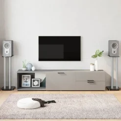 vidaXL Soportes altavoces 2 uds vidrio templado plata negro 3 pilares Negro y plateado Outlet