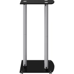 vidaXL Soportes altavoces 2 uds vidrio templado plata negro 3 pilares Negro y plateado Outlet