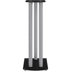 vidaXL Soportes altavoces 2 uds vidrio templado plata negro 3 pilares Negro y plateado Outlet