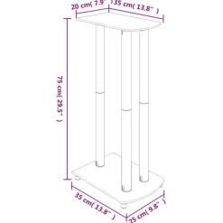vidaXL Soportes altavoces 2 uds vidrio templado plata negro 3 pilares Negro y plateado Outlet