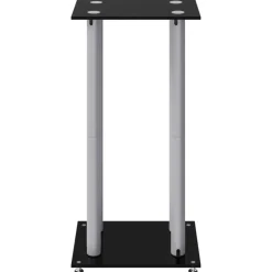 vidaXL Electrónica-Soportes altavoces 2 uds vidrio templado plata negro 4 pilares