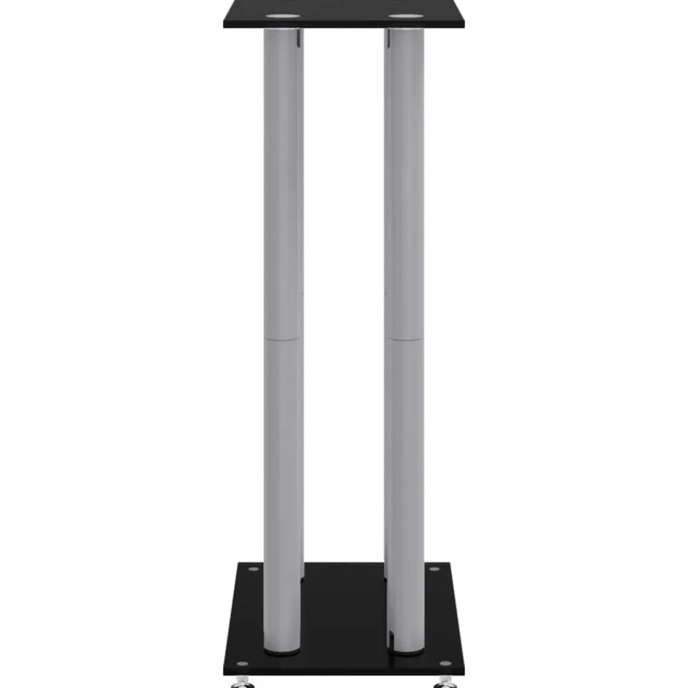 vidaXL Electrónica-Soportes altavoces 2 uds vidrio templado plata negro 4 pilares