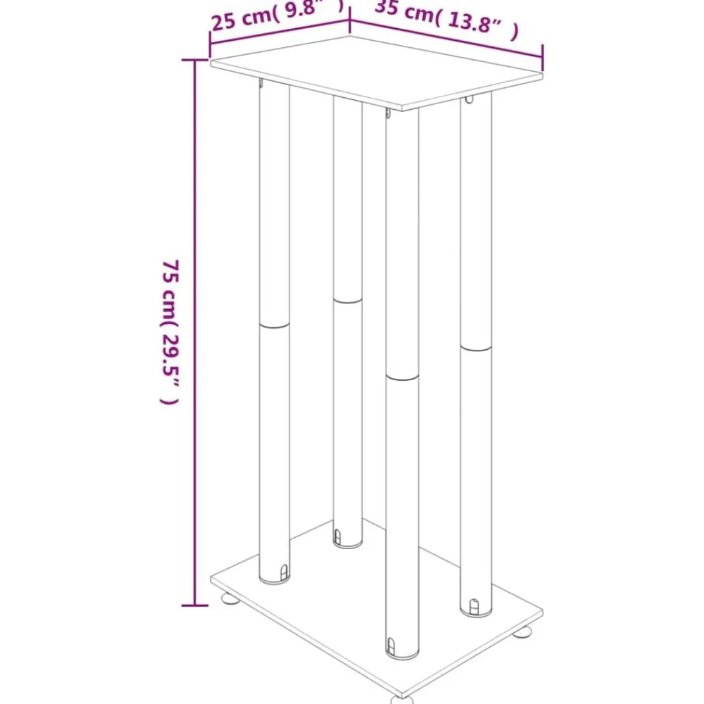 vidaXL Electrónica-Soportes altavoces 2 uds vidrio templado plata negro 4 pilares