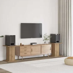 vidaXL Soportes altavoces 2 uds madera artesano 30x30x40 cm Roble Online